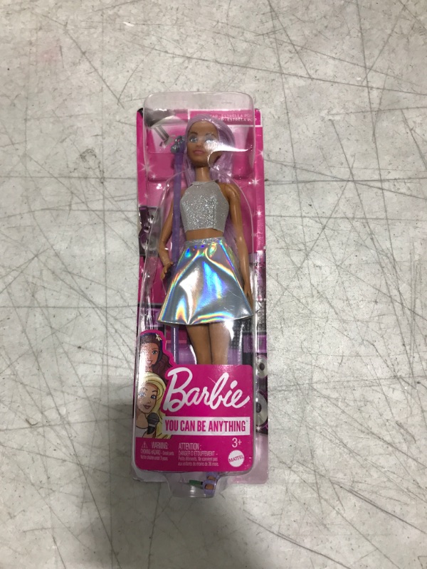 Photo 2 of Barbie Pop Star Doll Dressed In Iridescent Skirt with Microphone and Pink Hair, Gift for 3 to 7 Year Olds Professional