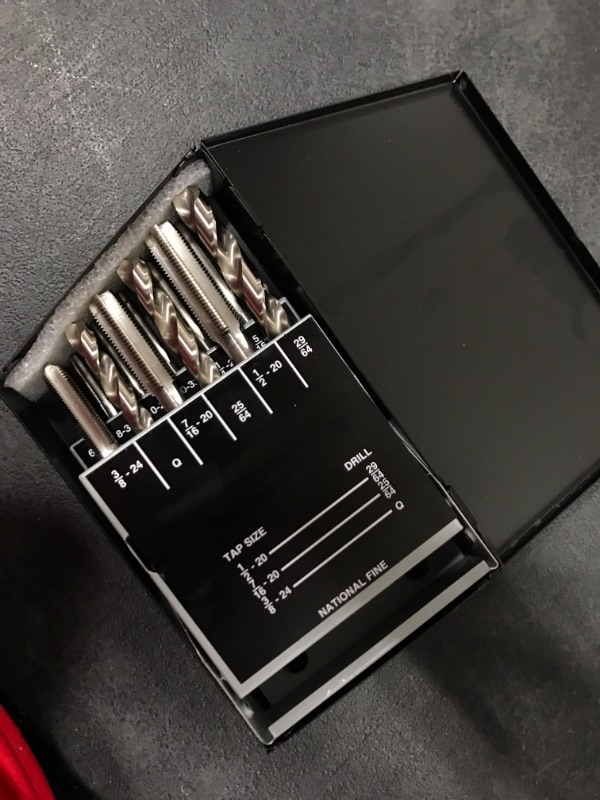 Photo 2 of Accusize Industrial Tools 18 Pc H.S.S. Tap and Drill Set, Unf in Metal Box, 0001-0050