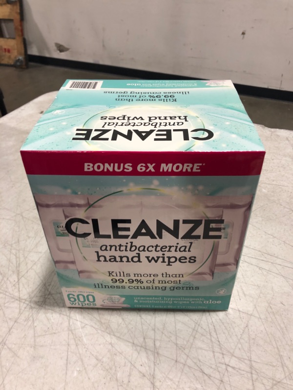 Photo 2 of Cleanze Antibacterial Hand Sanitizing Wipes | Hand Wipe Packets, 6 Packs - 100 Ct Hand Wipes, Unscented Disinfecting Travel Hand Sanitizer Wipes with Aloe | Kill 99.9% of Germs Aloe Wipes 600 Count