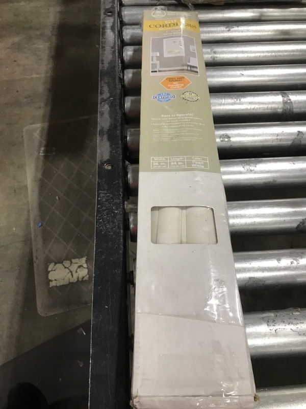 Photo 2 of Cordless Light Filtering Mini Blind - 25 Inch Length, 64 Inch Height, 1" Slat Size - Pearl White - Cordless GII Morningstar Horizontal Windows Blinds for Interior by Achim Home Decor 25 x 64 in White