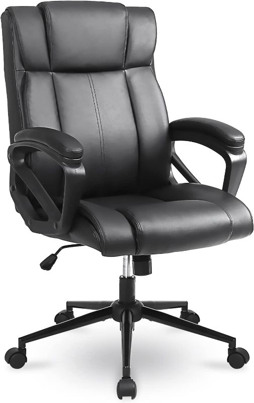 Photo 1 of Executive Office Chair, Ergonomic Home Office Desk Chair with Wheels, Thicken Armrest and Lumbar Support, Upholstered Leather Computer Chair with Tilt...
