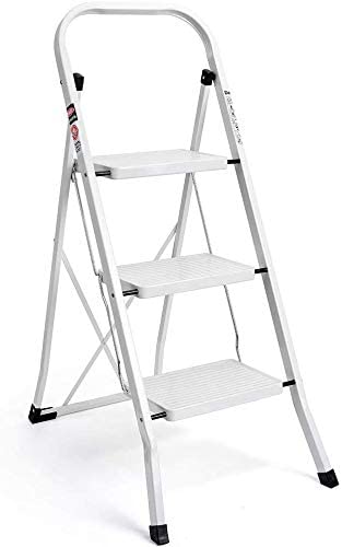 Photo 1 of 3 Step Ladder Folding Step Stool Ladder with Handgrip Anti-Slip Sturdy and Wide Pedal Multi-Use for Household or Office,Lightweight Heavy-Duty...