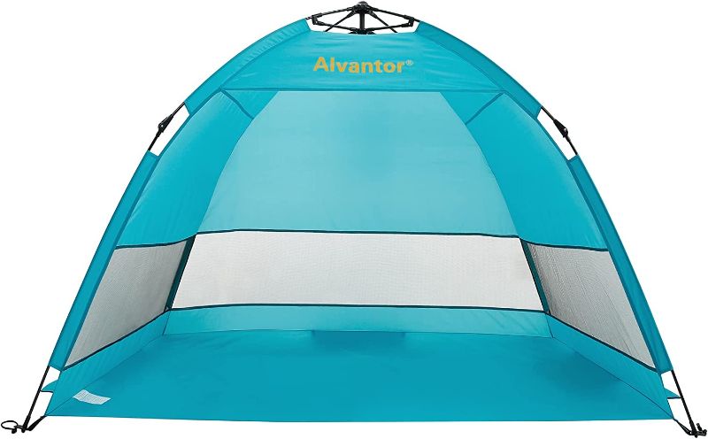 Photo 1 of Alvantor Beach Tent Super Bluecoast Beach Umbrella Outdoor Sun Shelter Cabana Automatic Pop Up UPF 50+ Sun Shade Portable Camping Hiking Canopy Easy Setup Windproof Patent Pending
