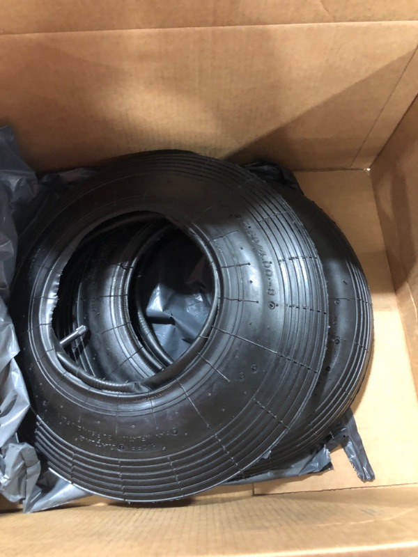 Photo 2 of (2-Set) AR-PRO 4.80/4.00-8" Tire and Inner Tube Set - Universal Replacement Tires and Inner Tubes with 15.5" Outer Tire Diameter and 4.80" Tire Width - Fits on Dollies, Trolleys, Wagons, and More
