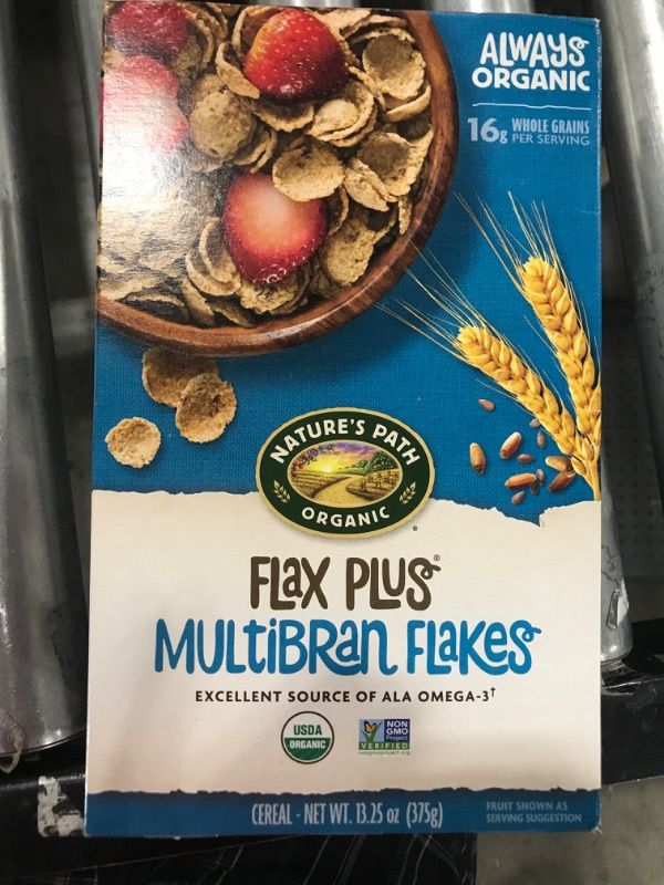 Photo 2 of 
Nature's Path Organic Flax Plus Multibran Flakes Cereal, 13.25 Ounce Non-GMO, 16g Whole Grains, with Omega-3 Rich Flax Seeds EXP: 07/19/2023