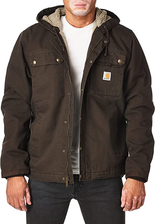 Photo 1 of Carhartt Men's Relaxed Fit Washed Duck Sherpa-Lined Utility Jacket, size M tall
