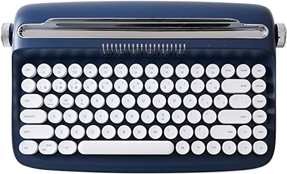 Photo 1 of YUNZII ACTTO B303 Wireless Typewriter Keyboard, Retro Bluetooth Aesthetic Keyboard with Integrated Stand for Multi-Device (B303, Midnight)
