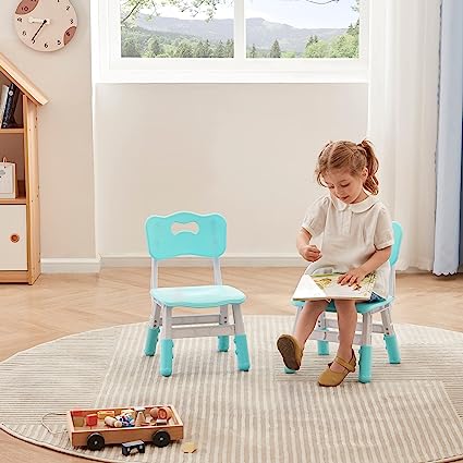 Photo 1 of DOREROOM 3 Level Height Adjustable Kids Chair, Durable Chair for Kids Indoor or Outdoor Use for Ages 2-6, Toddler Table Chair for Boys and Girls for Daycare, Classroom, Home, Mint Green