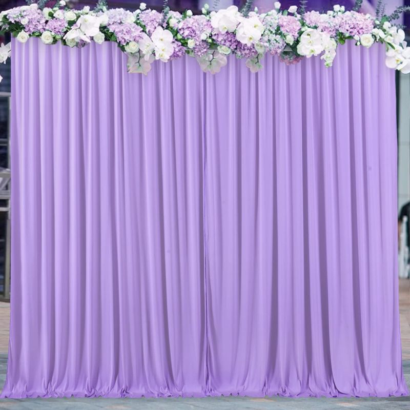 Photo 1 of 10x10 Lavender Backdrop Curtain for Parties Wedding Wrinkle Free Light Purple Photo Curtains Backdrop Drapes Fabric Decoration for Baby Shower Photoshoot 5ft x 10ft,2 Panels
