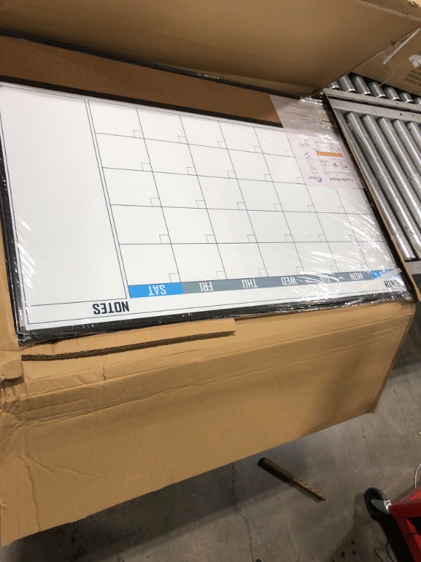 Photo 2 of XBoard Dry Erase Calendar Whiteboard 36 X 24 - Combo White Board Calendar Monthly, Magnetic White Board + Corkboard with Black Aluminum Frame, 10 Colorful Push Pins & Marker Tray Included 36" x 24" Black