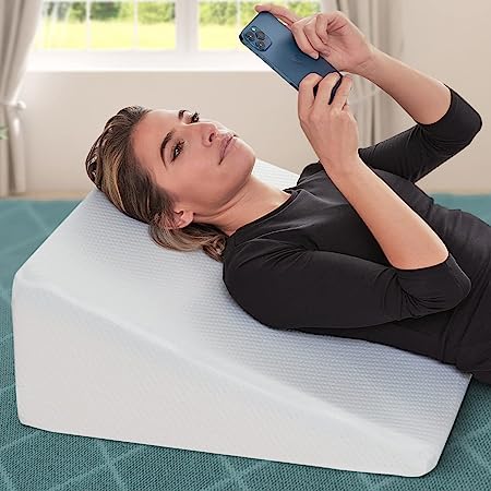 Photo 1 of AllSett Health Bed Wedge Pillow - 10 Inch Wedge Pillow for Sleeping with Memory Foam Top, Lower Back Pain Support Cushion
