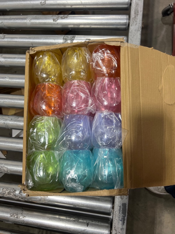 Photo 1 of 24 Pack 12oz Plastic Stemless Wine Glasses set Colored Plastic Reusable Wine Shatterproof BPA Free Wine Glasses Bulk Party Stemless Wine Glasses Cups for Indoor Outdoor Dining Wine Supplies 6 Colors