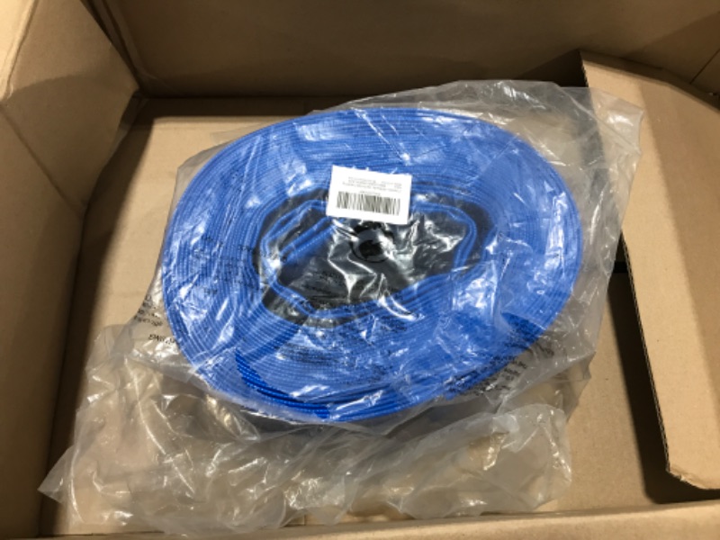 Photo 2 of 3” Diameter x 50ft Blue Backwash Hose for Swimming Pools, 5 inch Width When Pool Hose Lay-Flat, Heavy Duty Discharge Hose Reinforced Pool Drain Hose, Draining Hoses Ideal for Water Transferring