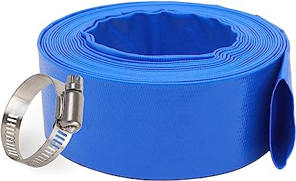 Photo 1 of 3” Diameter x 50ft Blue Backwash Hose for Swimming Pools, 5 inch Width When Pool Hose Lay-Flat, Heavy Duty Discharge Hose Reinforced Pool Drain Hose, Draining Hoses Ideal for Water Transferring