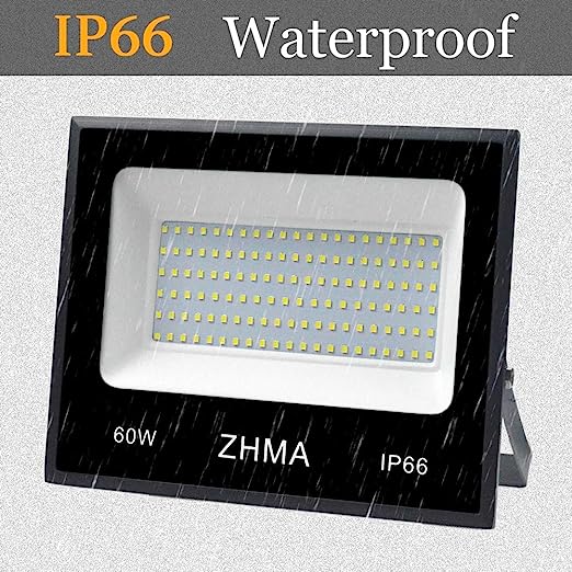 Photo 1 of ZHMA 4 Pack 60W Led Flood Light, Outdoor Spotlight, Super Bright Work Light with Plug, IP66 Waterproof (Purple Black Light), 5400lm, 6500K, Garage, Backyard, Security Lights Outdoor