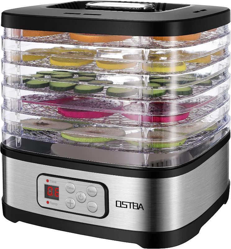 Photo 1 of OSTBA Food Dehydrator Machine Adjustable Temperature & 72H Timer, 5-Tray Dehydrators for Food and Jerky, Fruit, Dog Treats, Herbs, Snacks, LED Display, 240W Electric Food Dryer, Recipe Book
