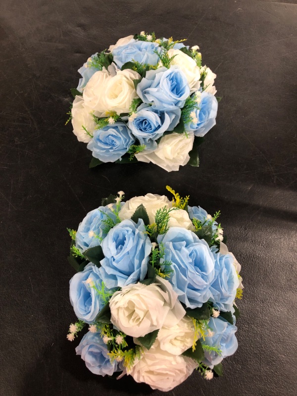 Photo 1 of 2 BOUQUETS OF BLUE AND WHITE ARTIFICAL FLOWERS