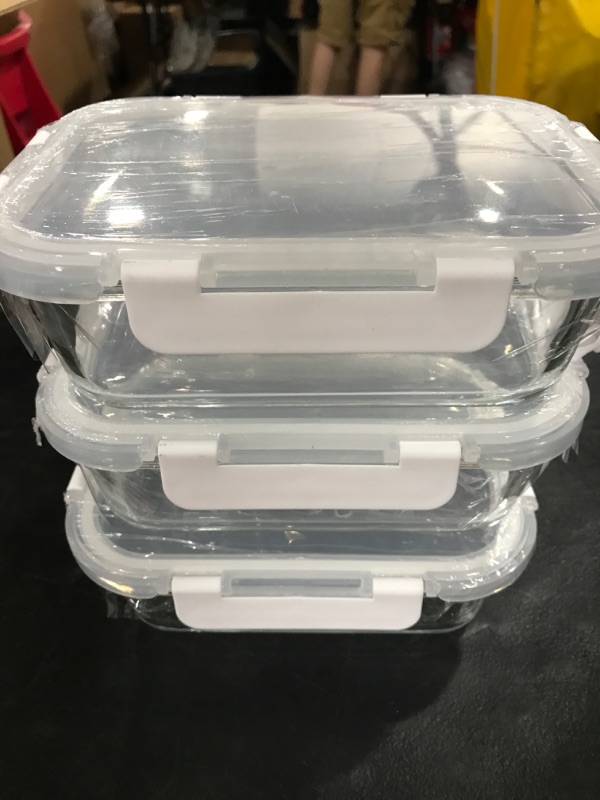 Photo 2 of [3-Packs, 36 Oz.] Glass Meal Prep Containers with Lifetime Lasting Snap Locking Lids Glass Food Containers,Airtight Lunch Container,Microwave, Oven, Freezer and Dishwasher (4.5 Cup, White)