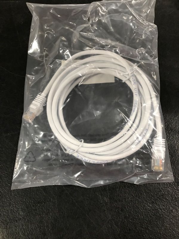Photo 2 of Monoprice Cat5e Ethernet Patch Cable - 10 feet - White | Snagless RJ45, Stranded, 350Mhz, UTP, Pure Bare Copper Wire, 24AWG - Flexboot Series White 10ft