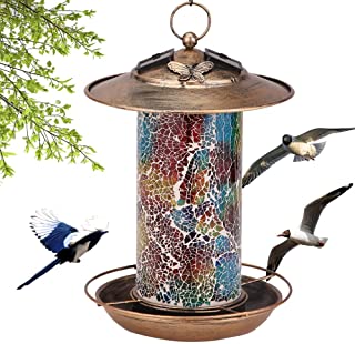 Photo 1 of  Solar Bird Feeders for Outdoors Hanging Lantern Design, Waterproof Metal Wild Bird Feeders for Outside Yard Garden Detor, Retro Unique Birdfeeders for Cardinal Finch Blue Jay, Bird Lover Gifts
