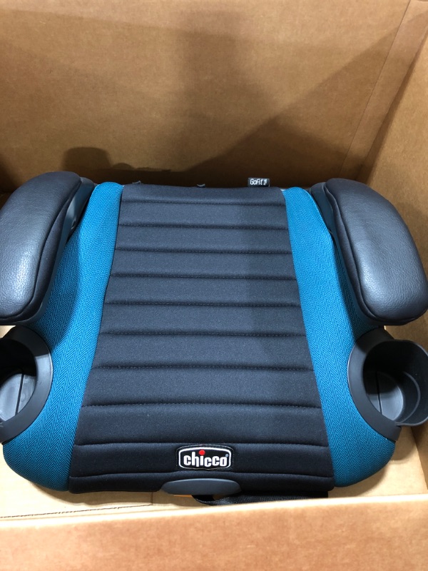 Photo 2 of Chicco GoFit Plus Backless Booster Car Seat with Latch Attachment and Quick-Release Latch Removal, Travel Booster Seat for Car, Portable Car Booster Seat for Children 40-110 lbs. | Stream/Blue
