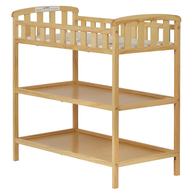 Photo 1 of Dream On Me Emily Changing Table In Natural, Comes With 1" Changing Pad, Features Two Shelves, Portable Changing Station, Made Of Sustainable New Zealand Pinewood
