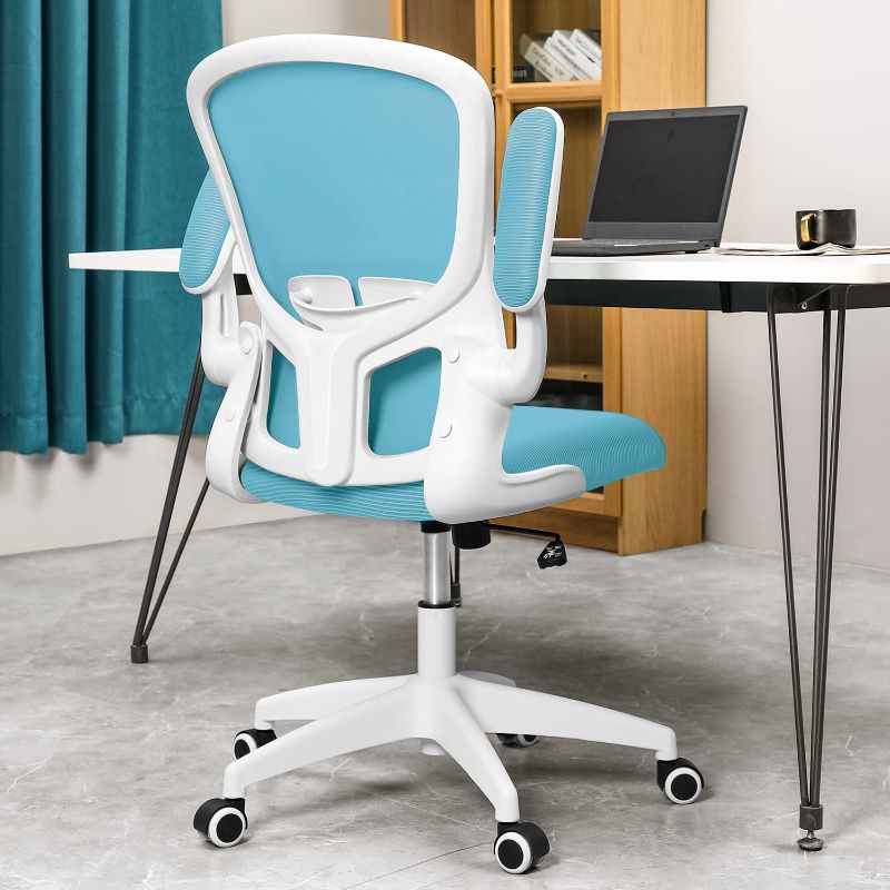 Photo 1 of FelixKing Office Chair, Ergonomic Desk Chair with Adjustable Height, Swivel Computer Mesh Chair with Lumbar Support and Flip-up Arms, Backrest with Breathable Mesh (Blue) 