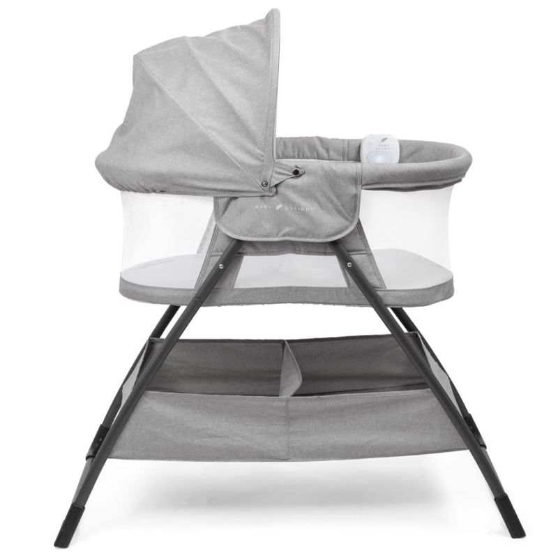 Photo 1 of Baby Delight Beside Me Doze Deluxe Baby Bassinet, Bedside Sleeper, Foldable, Removeable Canopy, Pebble Grey
