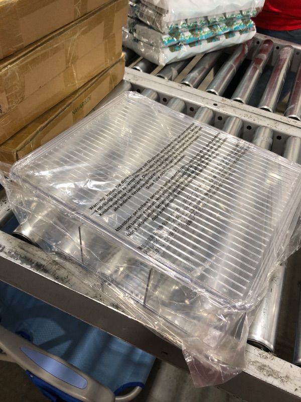 Photo 1 of mDesign Plastic Stackable Pantry Divided Storage Bin Box with Lid and Labels - Coffee Pod and Kitchen Supply Organizer for Cabinet, Cupboard, Shelf, or Counter - Includes 1 Bin, 32 Labels - Clear 1 3 Compartment