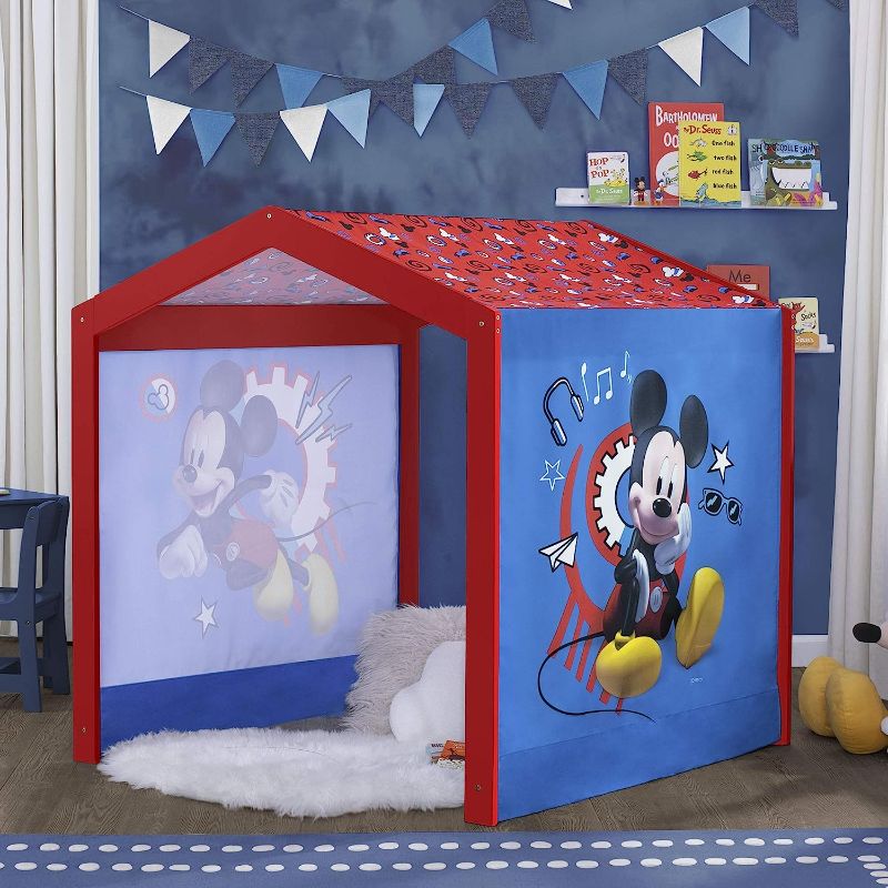 Photo 1 of Delta Children Disney Mickey Mouse Indoor Playhouse with Fabric Tent for Boys and Girls, Great Sleep or Play Area for Kids, Fits Toddler Bed - Greenguard Gold Certified
