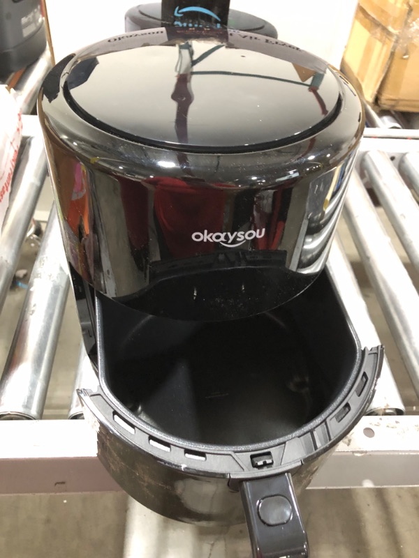 Photo 1 of Okaysou 4.3 QT Air Fryer, 9-in-1 Compact Airfryer with LCD Digital Touch Screen Electric Oven Oilless Cooker, Freidora de Aire Nonstick & Dishwasher-Safe Basket, 1500W, BPA-Free, Black