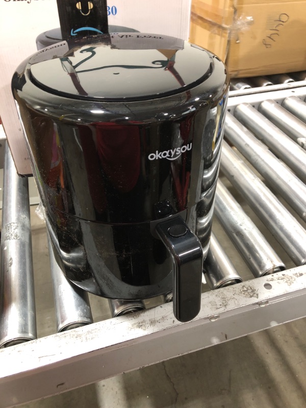 Photo 1 of Okaysou 4.3 QT Air Fryer, 9-in-1 Compact Airfryer with LCD Digital Touch Screen Electric Oven Oilless Cooker, Freidora de Aire Nonstick & Dishwasher-Safe Basket, 1500W, BPA-Free, Black