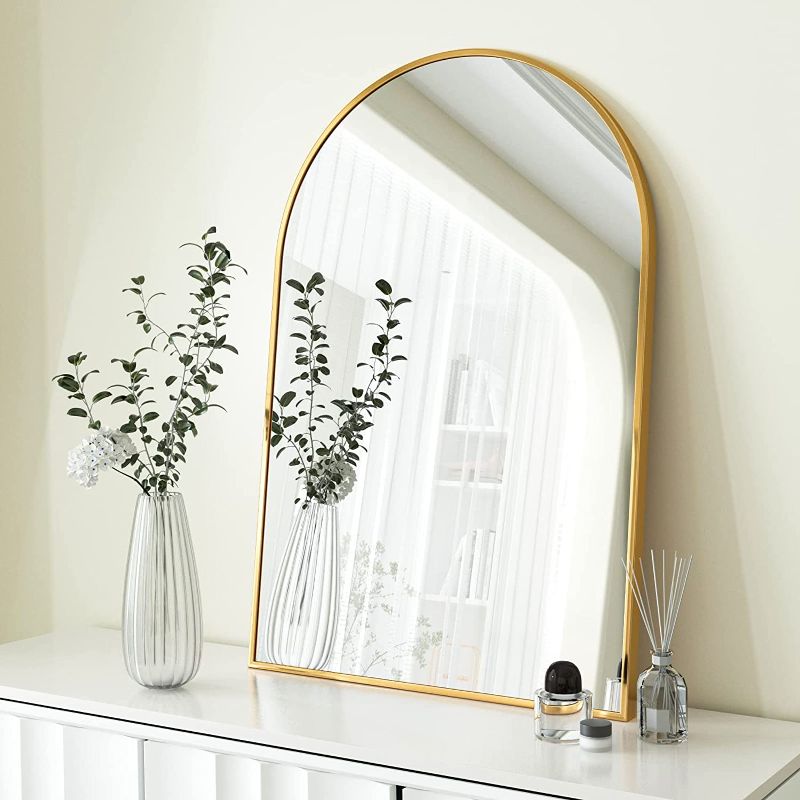 Photo 1 of 
HARRITPURE 26" x 38" Arch Mirror Bathroom Wall Mounted Mirrors Gold Vanity Mirror with Metal Frame for Bedroom Living Room Entryway