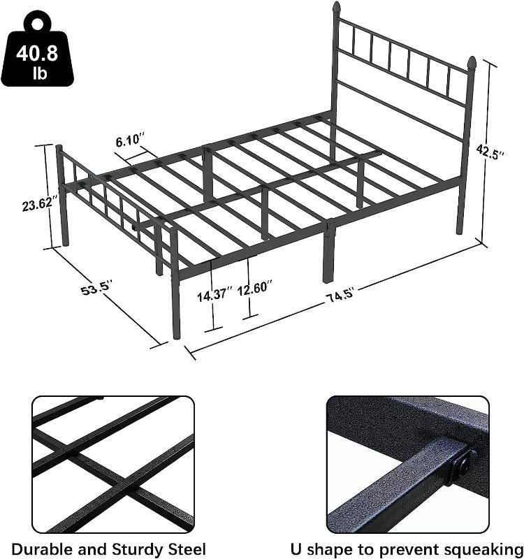 Photo 1 of 
UYUK Full Size Metal Platform Bed Frame with Headboard, Non-Slip Without Noise, Heavy Duty Easy Assembly