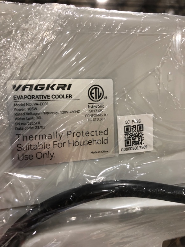 Photo 4 of 
Evaporative Cooler, VAGKRI 2100CFM Air Cooler, 120°Oscillation Swamp Cooler with Remote Control, 24H Timer, 3 Wind Speeds for Outdoor Indoor Use,8 Gallon