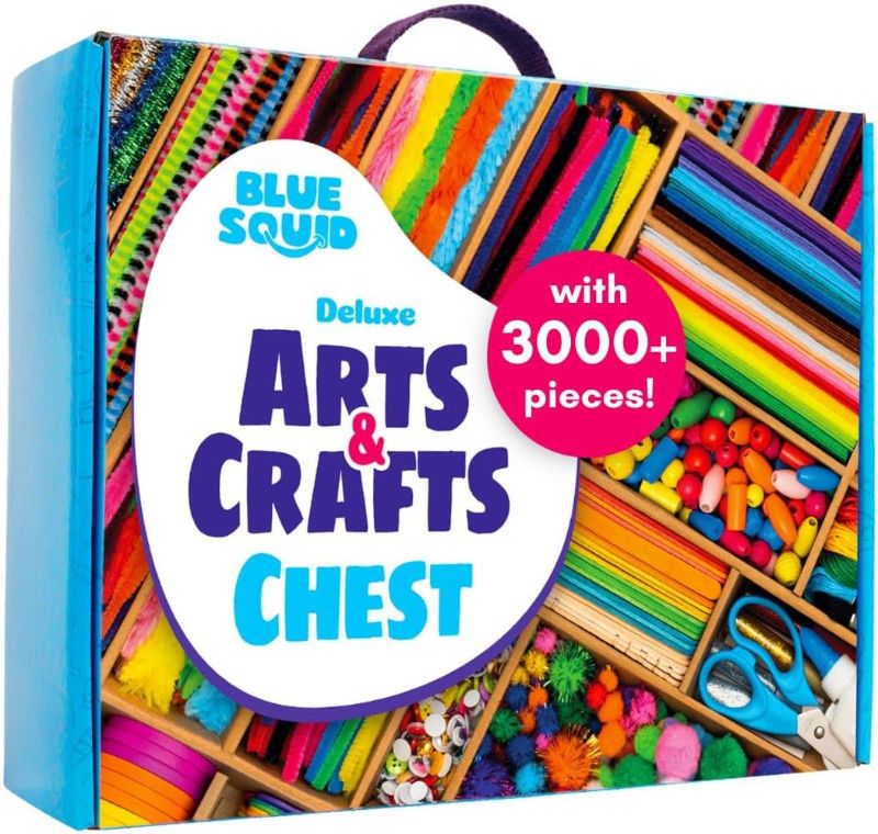 Photo 1 of Blue Squid Arts and Crafts for Kids - *New 3000+ Piece Deluxe Craft Chest - Giant Craft Box for Kids Art Supplies - Craft Kits for Kids Ages 4-12 