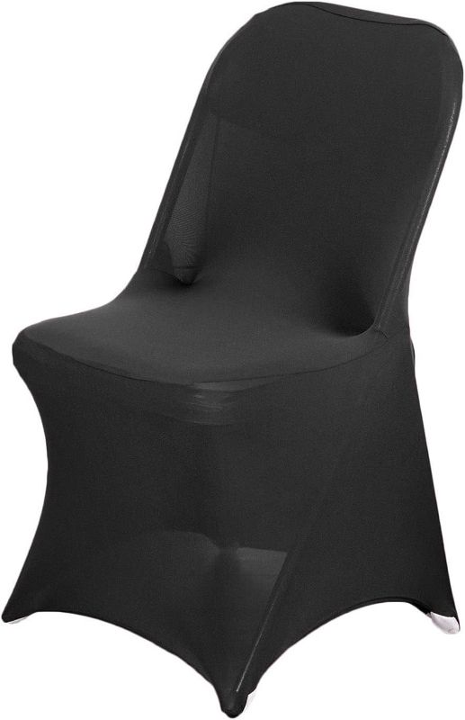 Photo 1 of 30 PCS Stretchy Spandex Fitted Folding Chair Cover Dinning Event Slipcover for Wedding Party Banquet Catering - Black