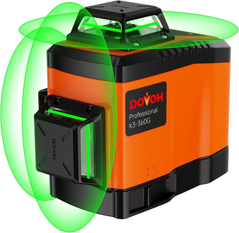 Photo 1 of DOVOH Laser Level 360 Self Leveling, High Accuracy 3D Green Line Laser Leveler for Construction 12 Lines 66ft Dual Rechargeable Batteries for Drop Ceiling Tiling Installation, K3-360G
