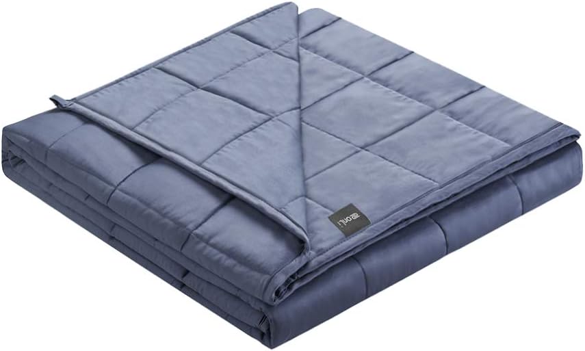 Photo 1 of ZonLi Cooling Bamboo Weighted Blanket 25 lbs(80''x87'' Grey Navy, King Size), Cool Summer Weighted Blanket for Adult
