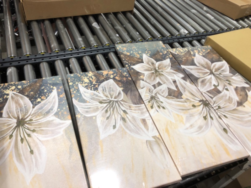 Photo 1 of 4 PANELS OF LILY FLOWERS WALL ART DECOR 