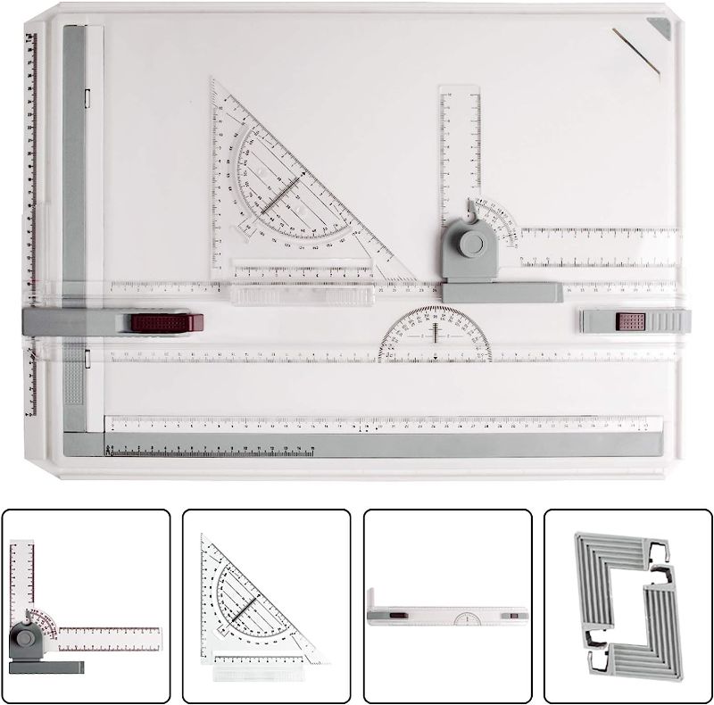 Photo 1 of JILoffice A3 Drawing Board, Lightweight Multi-Funtion Drafting Table with Adjustable Measuring System Angle 