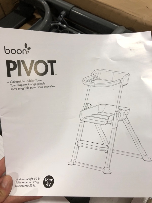 Photo 2 of Boon PIVOT Toddler Tower — Folding Step Stool — Montessori Kitchen Helper Stool for Kids