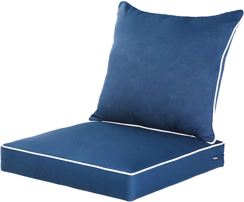 Photo 1 of  Outdoor/Indoor Furniture Cushions Set,Replacement Deep Seat Cushion for All Weather Patio Chair Furniture (Navy Blue)  SET OF 6