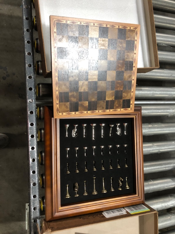 Photo 1 of AMEROUS 14 inches Wooden Chess Set with Metal Chess Pieces / 2.5'' King / Storage for Chessmen / Gift Package / Instructions / Classic Board Game