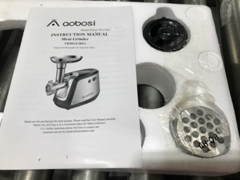 Photo 2 of  Meat Grinder Electric AAOBOSI Heavy Duty Meat Mincer?2200W Max?ETL Approved 3-IN-1 Sausage Stuffer and Grinder with 3 Size Plates, Sausage Tube & Kubbe Kits, Stainless Steel Blade,Dual Safety Switch 