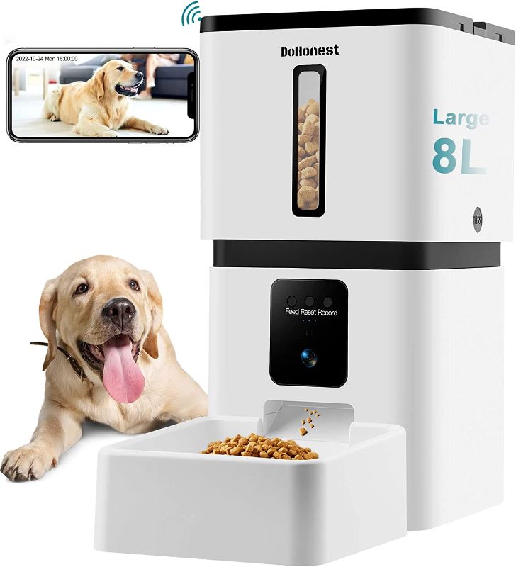 Photo 1 of  DoHonest Automatic Dog Feeder with Camera, 8L Smart 5G WiFi Cat Feeder 1080P HD Video Night Vision 2-Way Audio APP Control S15 