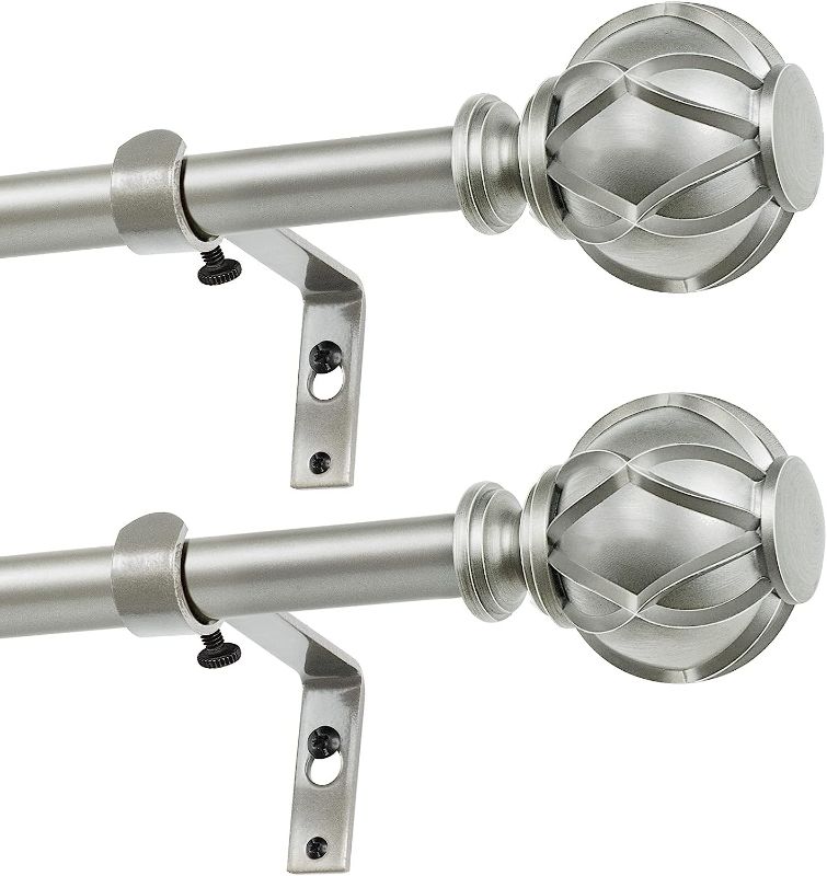 Photo 1 of 
HOTOZON 3/4 Inch Curtain Rods 28 to 48 Inches(2.3-4ft), 2 Pack Antique Silver Window Rods for windows 16 to 44 Inches(1.3-3.7ft), Single Drapery Rod with Finials
