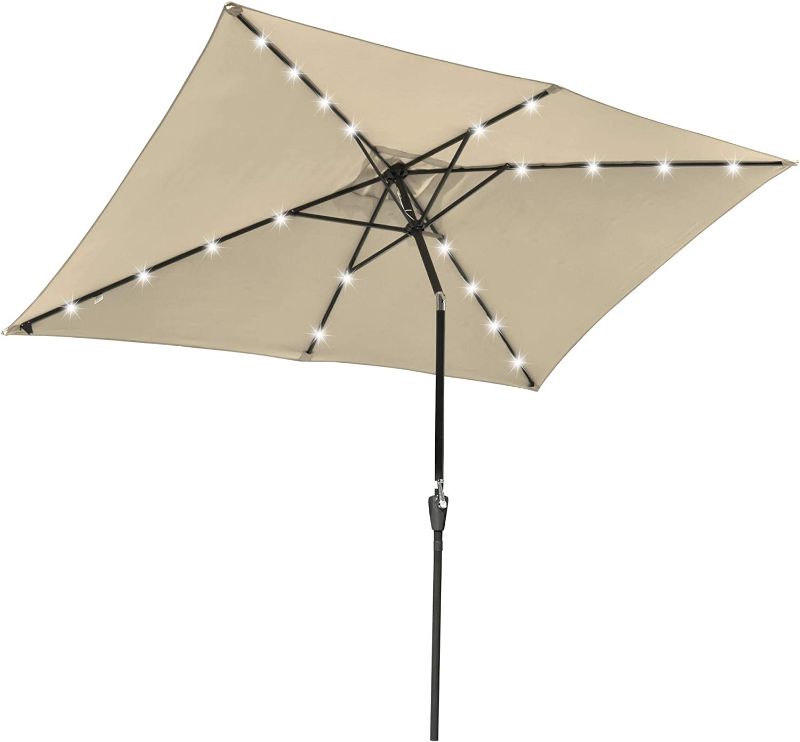 Photo 1 of 
Yescom 10x6.5ft Outdoor Rectangle Solar Powered LED Lighted Patio Umbrella with Crank Tilt for Table Market Beach Pool
