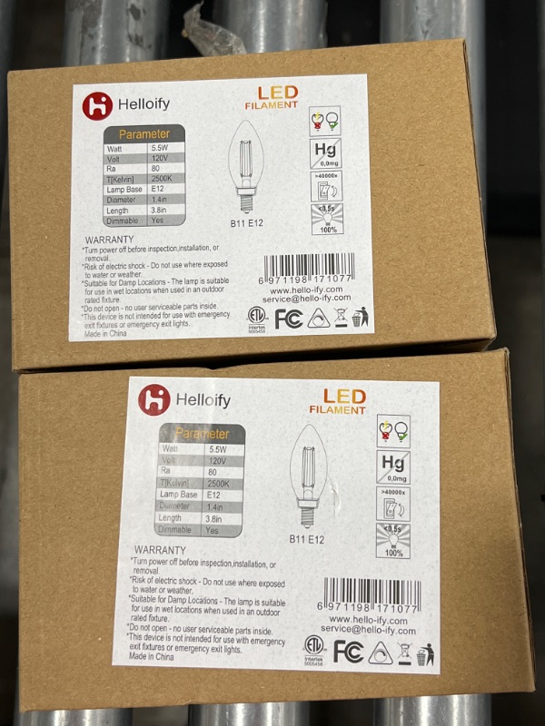 Photo 2 of 2 PACK*** helloify B11 Dimmable Vintage LED Edison Candelabra Bulb, 60W Equivalent, High Brightness, Warm White 2500K, Amber Glass, Candles/Chandelier Style, E12 Screw Base, 3 Pack