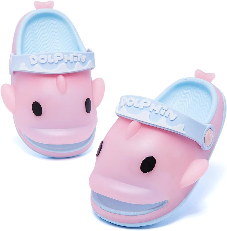 Photo 1 of  Kids Shark Slides Toddler Cloud Shark Slides Boys Girls lights Clogs Open Toe Dolphin Sandals Shark Slippers Non-Slip Beach Shoes